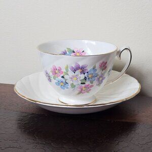 Royal Taunton Vintage Spring Floral Bone China Teacup Saucer Set Made in England